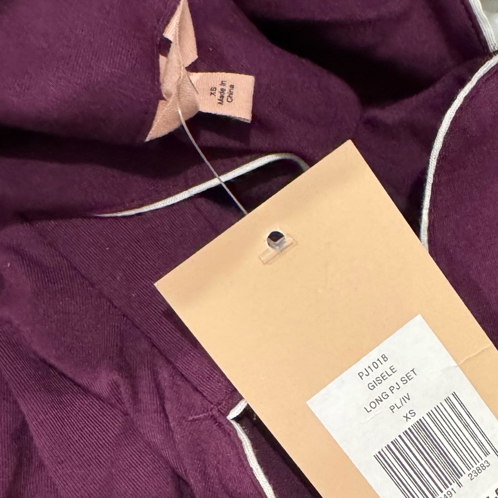 Eberjey Gisele PJ Set in Plum Ivory Pajamas - Picture 6 of 6